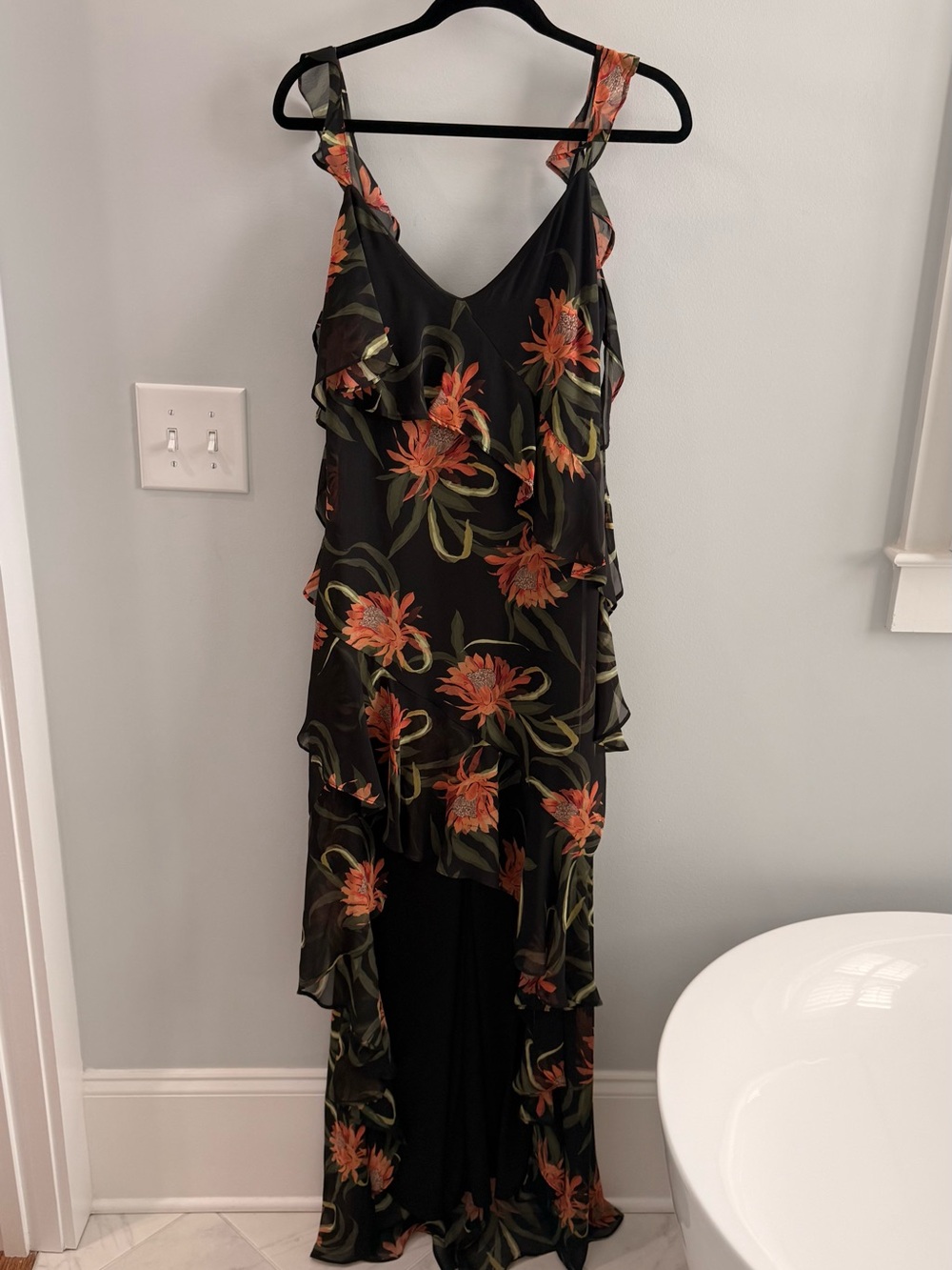 Taylor Brand Floral Ruffle Maxi Dress